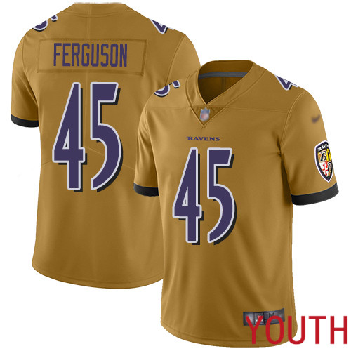 Baltimore Ravens Limited Gold Youth Jaylon Ferguson Jersey NFL Football 45 Inverted Legend
